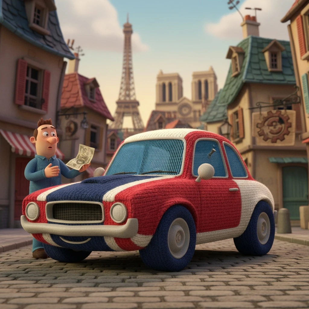 A knitted plush character in a Jellycat city capsule animation