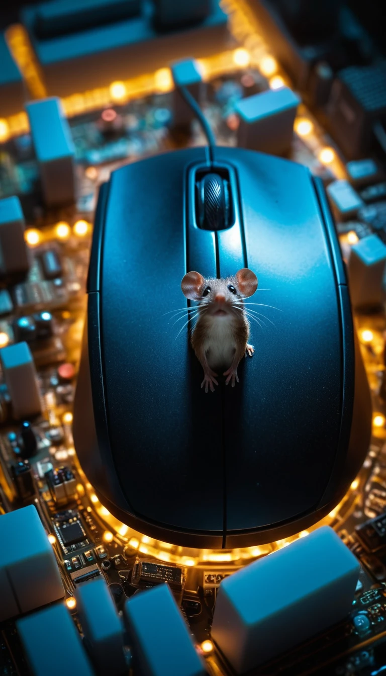 Una diminuta oficina de TI escondida dentro de un enorme ratón de computadora