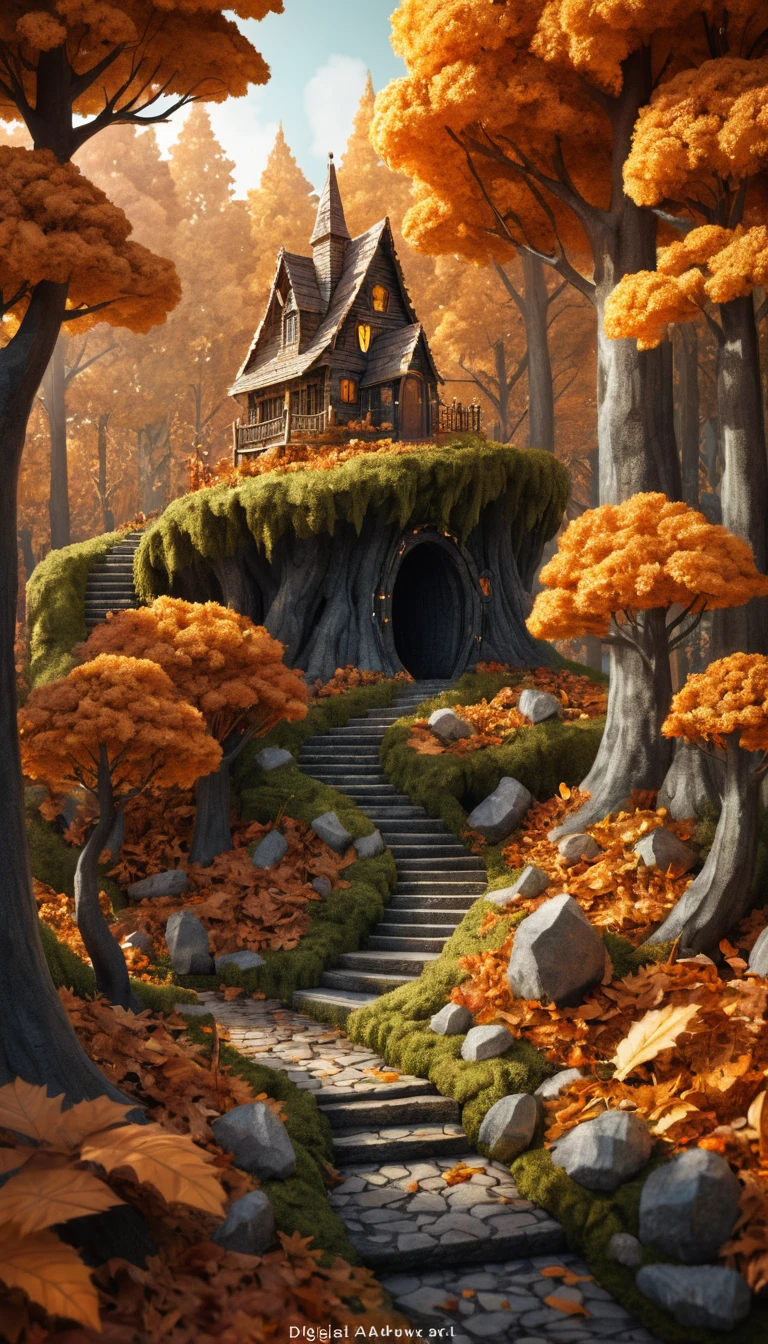 Rhinestone forest sketches for a miniature autumn diorama display