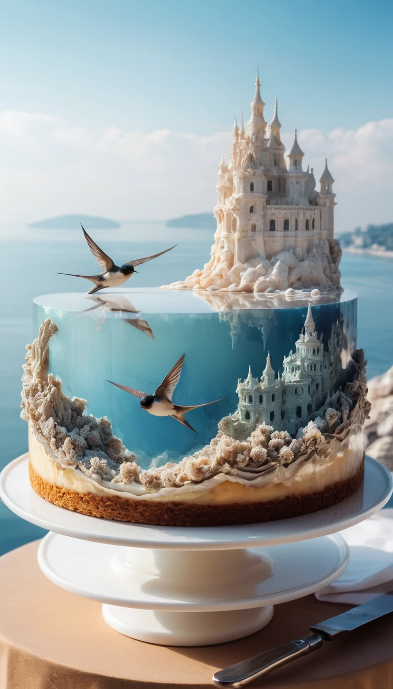 The Swallow's Nest Castle Rests on a Slice of Cake