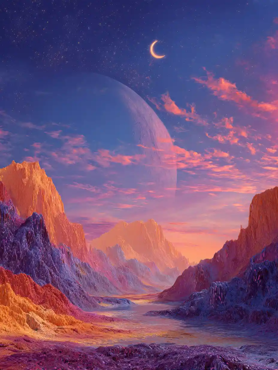 A dreamlike Martian landscape imagines Mars as a habitable world