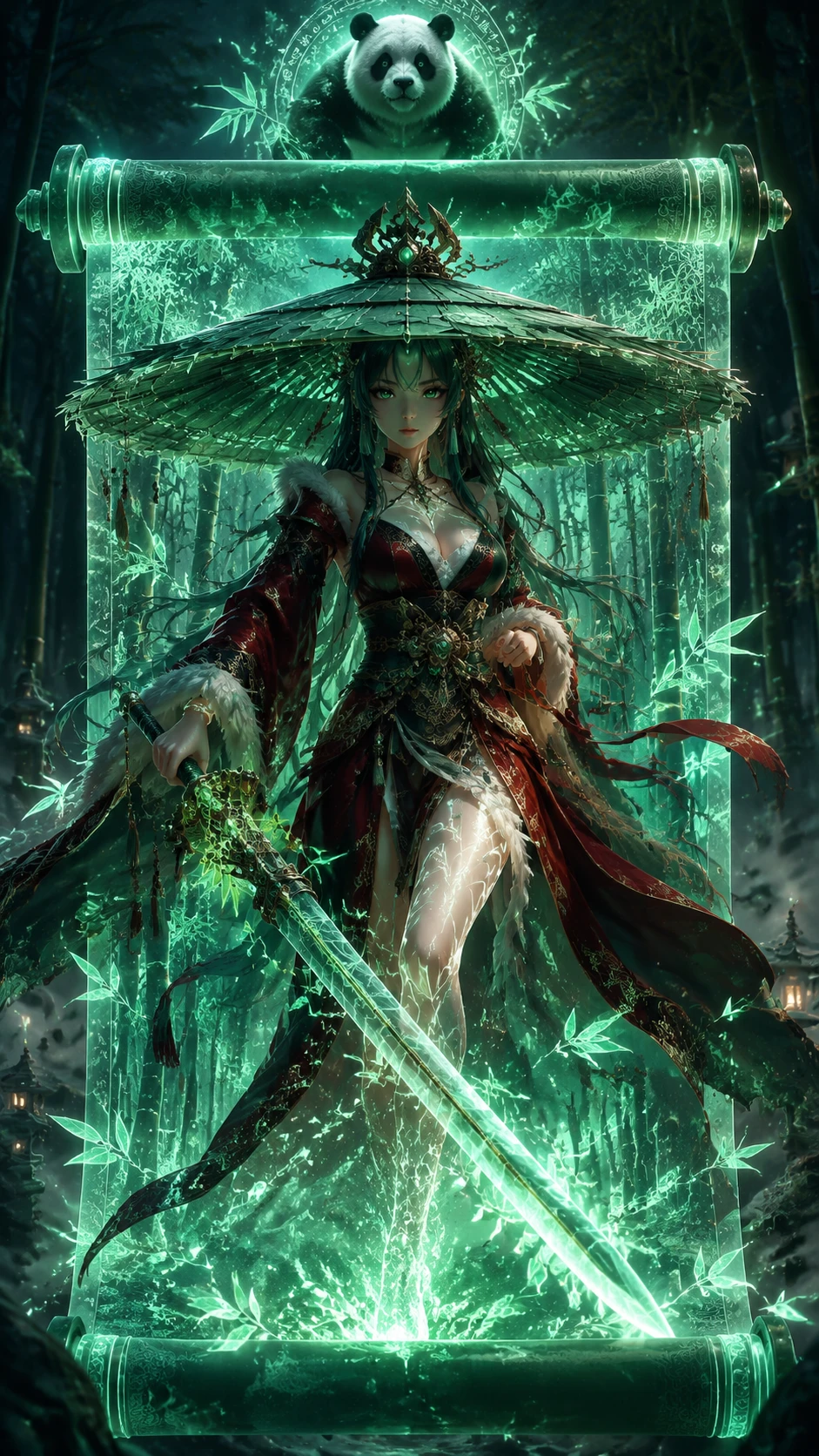 竹靈女劍士從古老的翡翠卷軸中現身