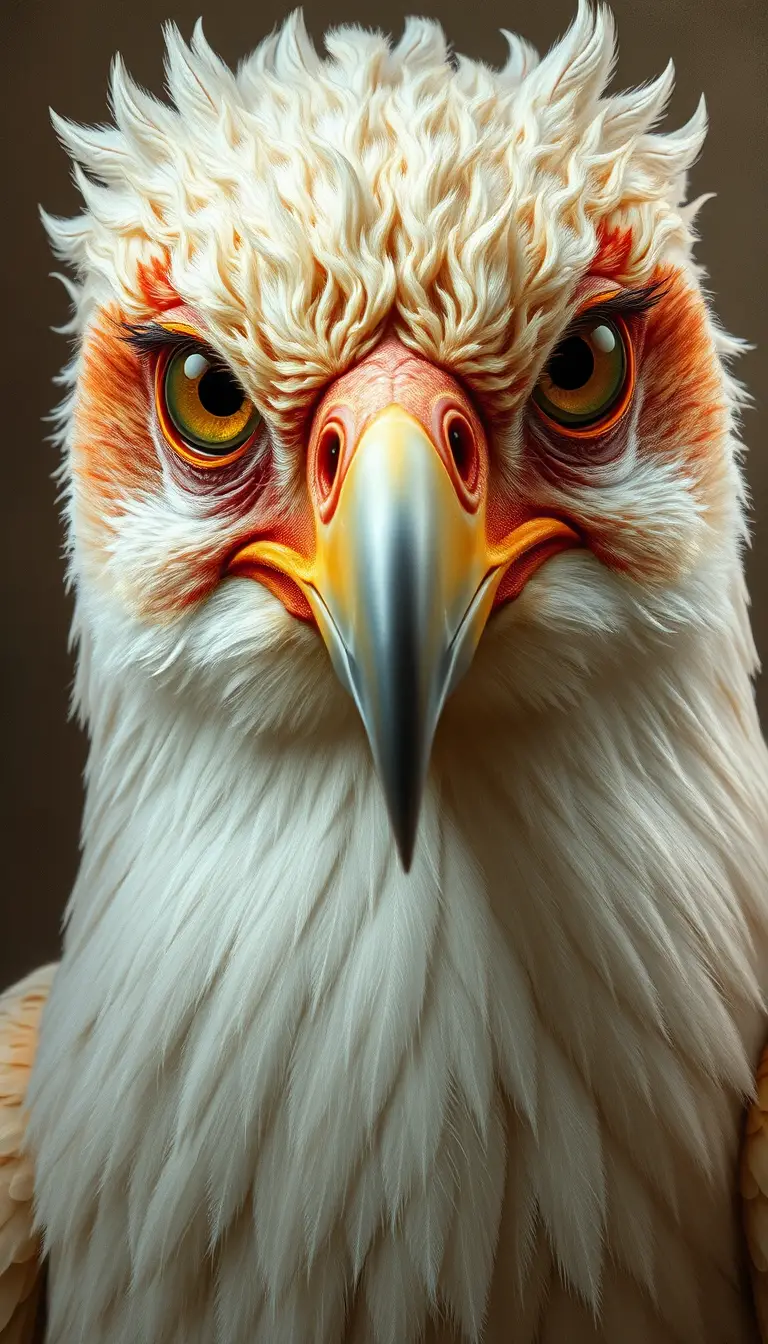 A Vulture With Mismatched Eyes In A Classic Oil Portrait