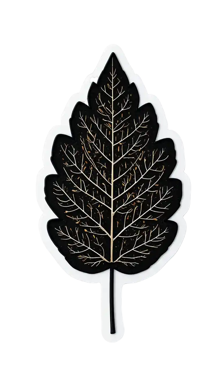 An autumn leaf sticker with a thick white die-cut border