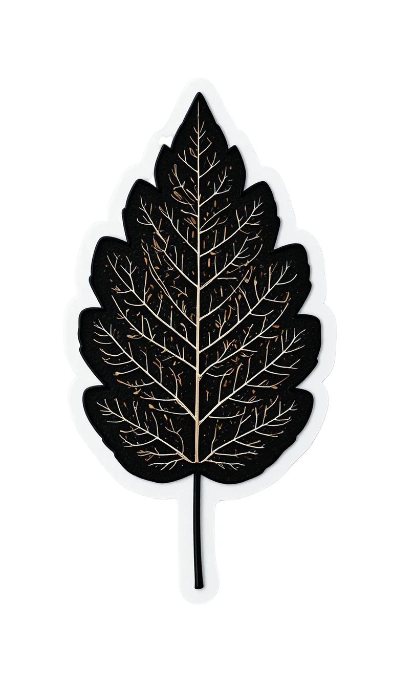 An autumn leaf sticker with a thick white die-cut border
