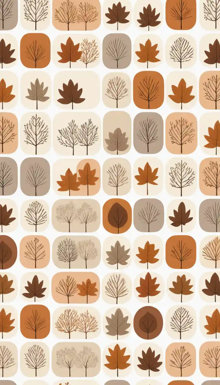 Sixteen identical autumn stickers arranged in a clean white grid