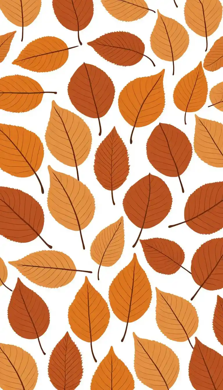 Sixteen autumn leaves form a warm amber and rust sticker grid