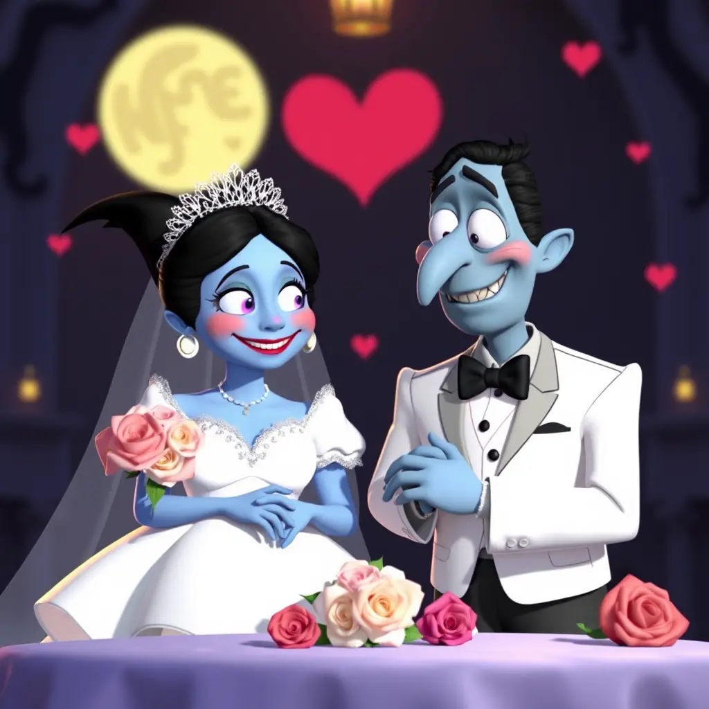 Two loving scarecrows dream of an unforgettable wedding