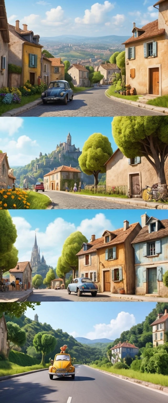 Knetfiguren und Zuschauer säumen die Tour-de-France-Strecke in einem französischen Dorf