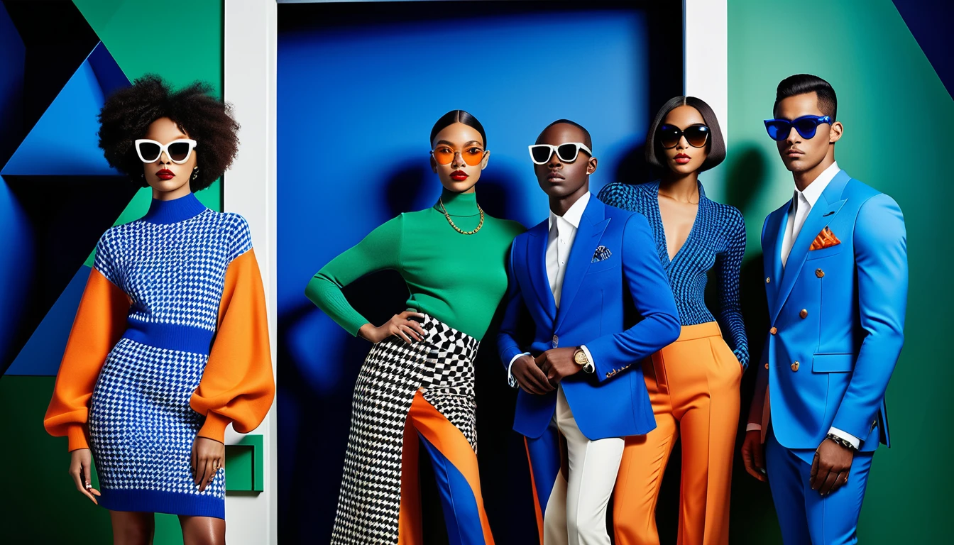 Cinco mujeres negras posan hombro con hombro en una campaña de moda