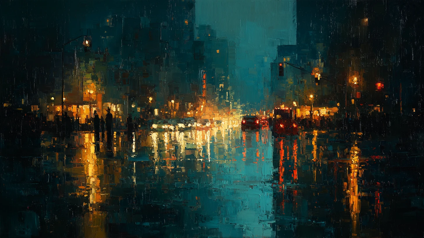 An abstract oil painting evokes a vast void of longing