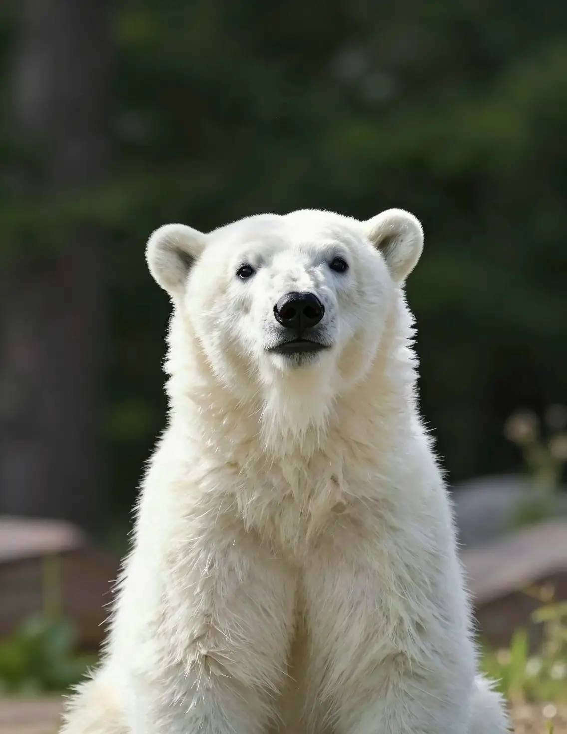 Ritratto giocoso e centrato di un cucciolo di orso polare che si scatta selfie