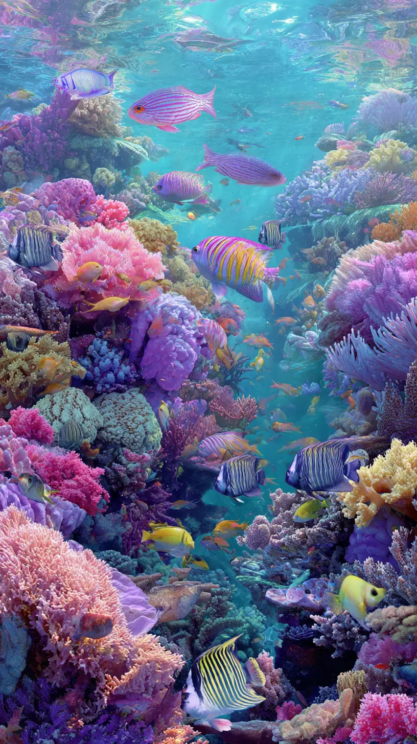 An underwater world filled with colorful exotic marine life