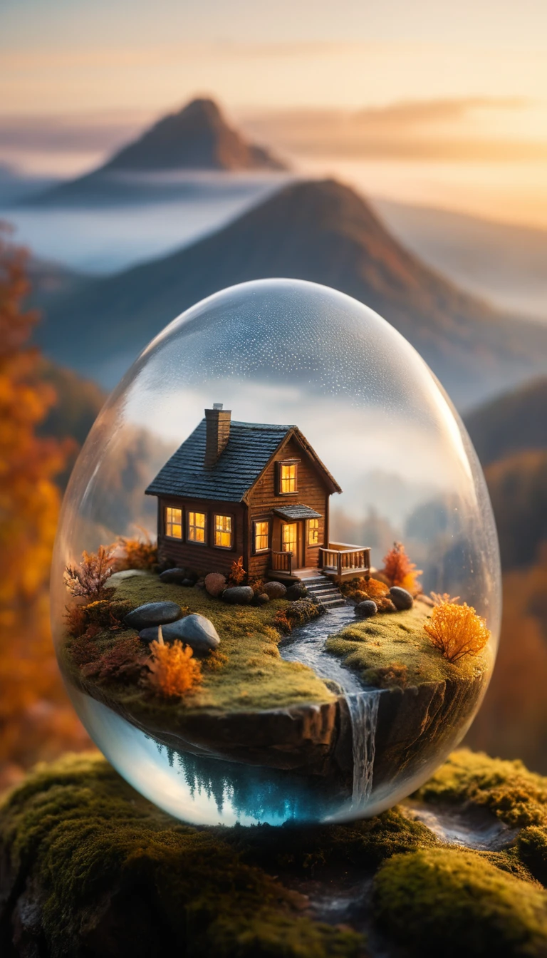 A tiny mountain world unfolds within a fingerprint on fogged glass