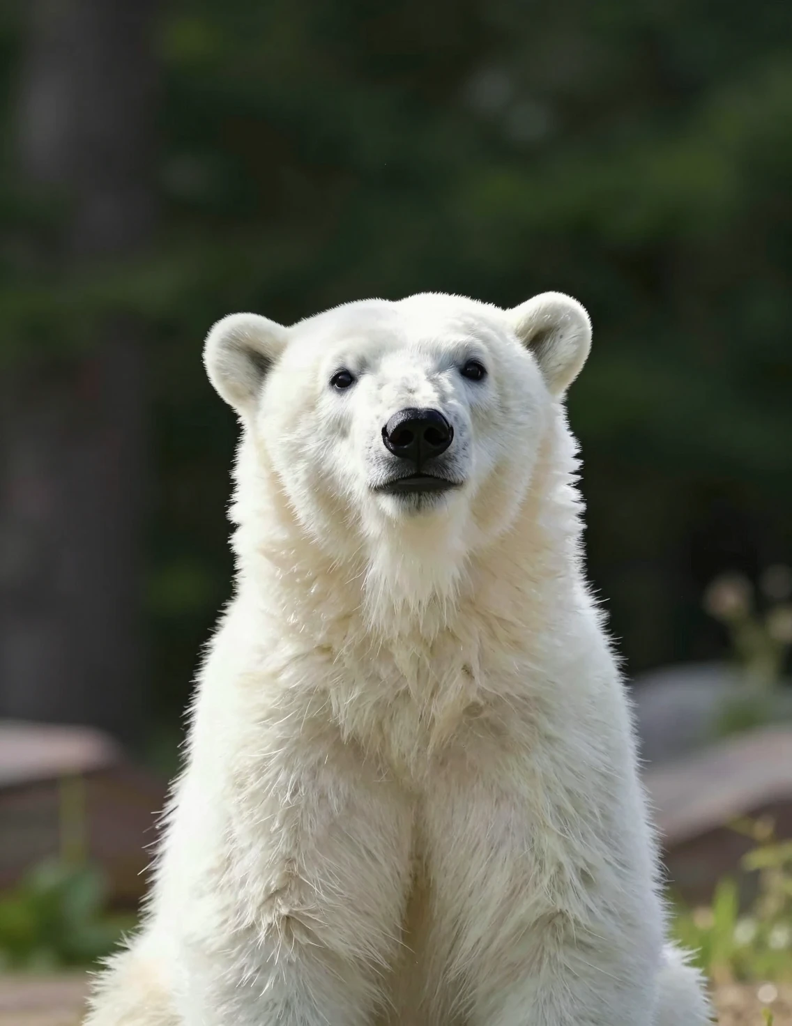 Ritratto giocoso e centrato di un cucciolo di orso polare che si scatta selfie