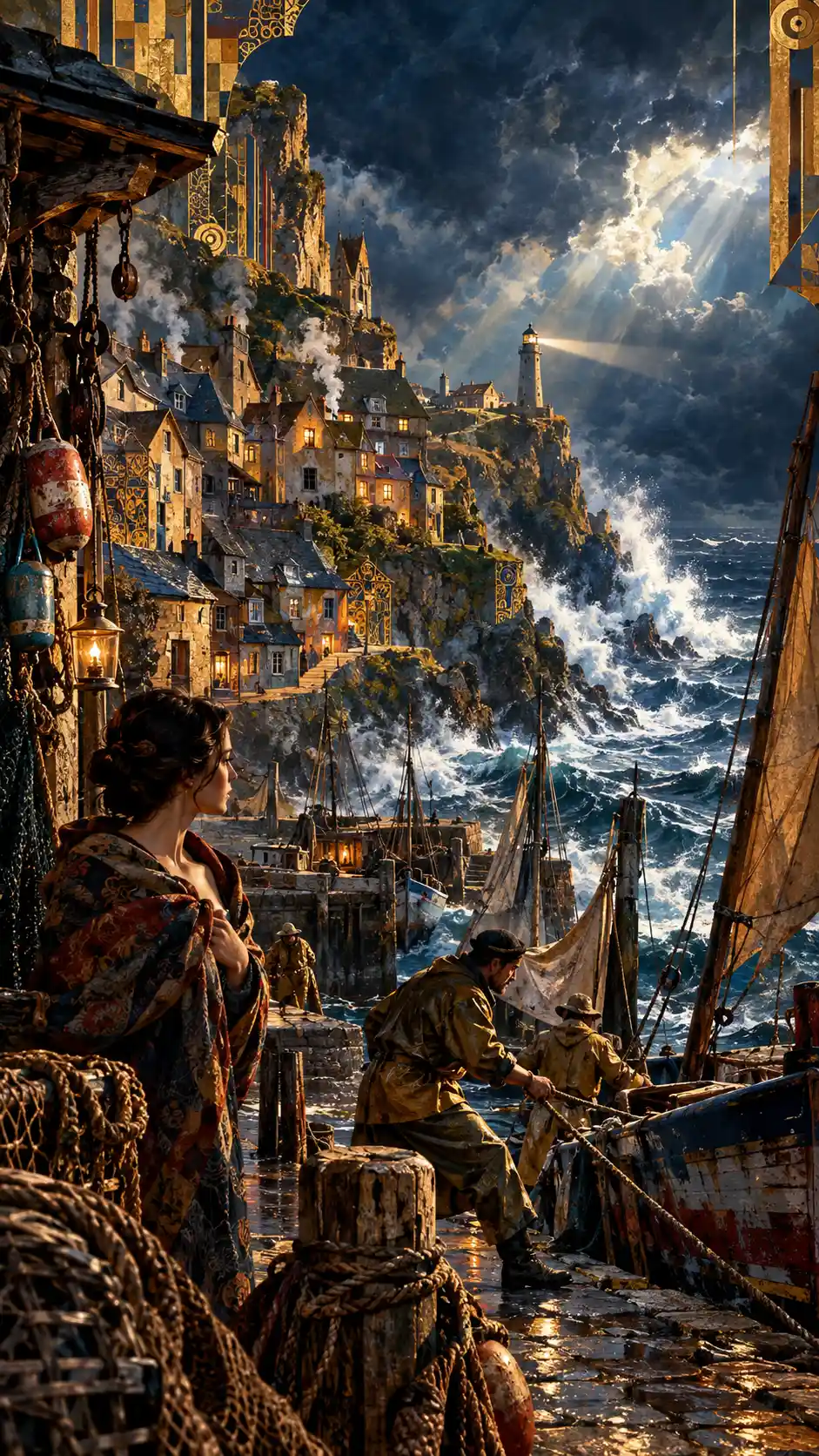 A rustic fishing village faces the fury of a stormy sea