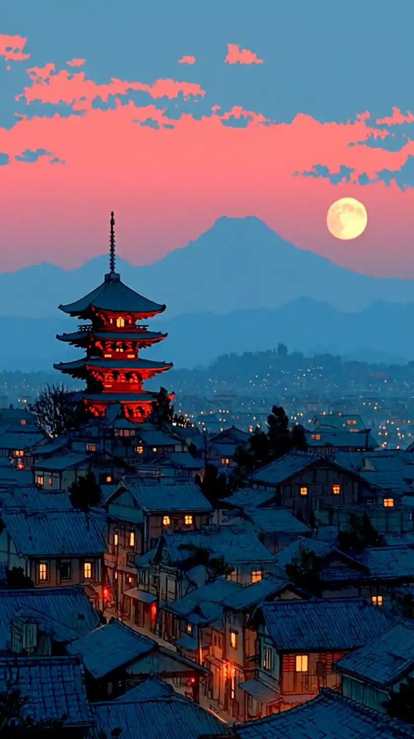 Wallpaper anime giapponese rétro con cel shading classico
