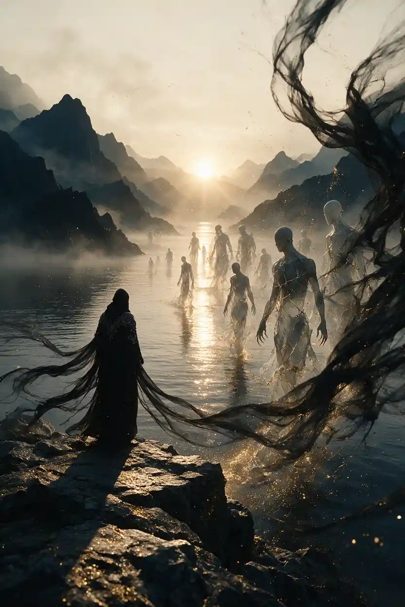 A dark fantasy vision of silence, wind, and fading meaning