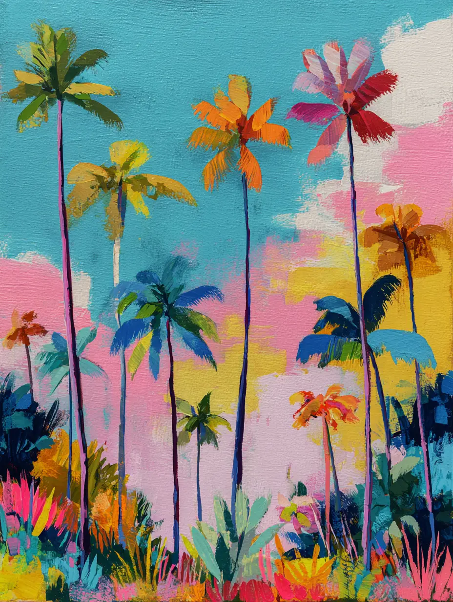 Bright pastel colors bring a funky tropical sense of joy