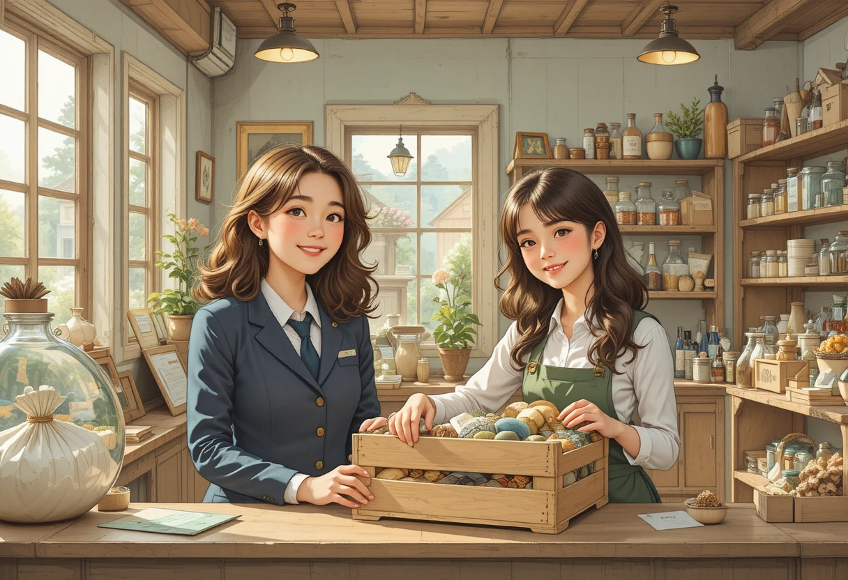 Dos jóvenes celebran juntas la apertura de su nueva tienda de artículos variados