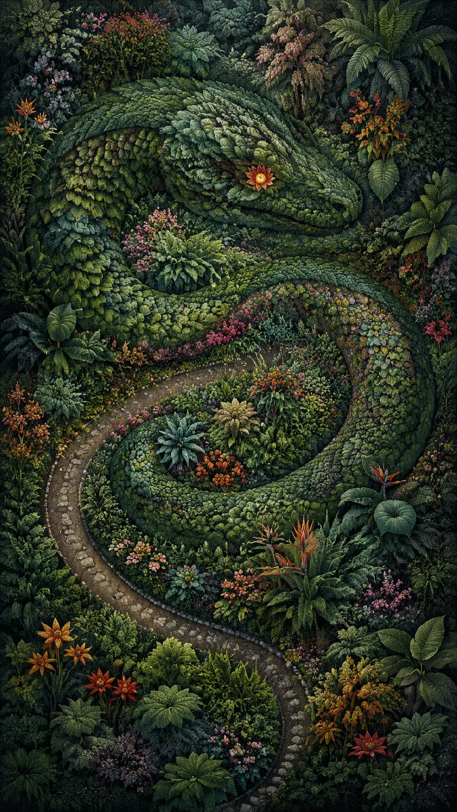 植物園在交錯藤蔓間藏著一條沉睡的蛇