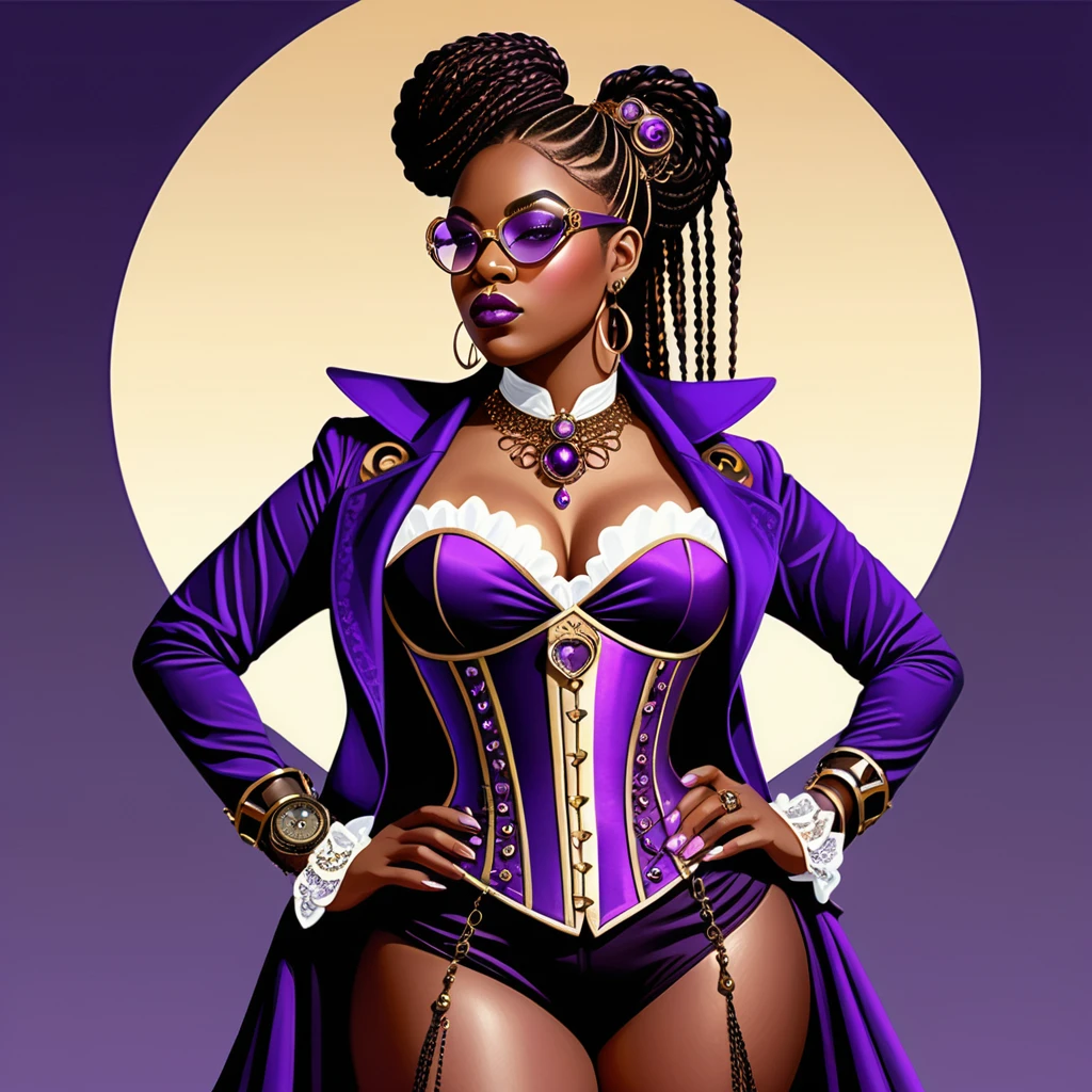 Mujer afroamericana segura de sí misma en una ilustración de pegatina de cuerpo entero