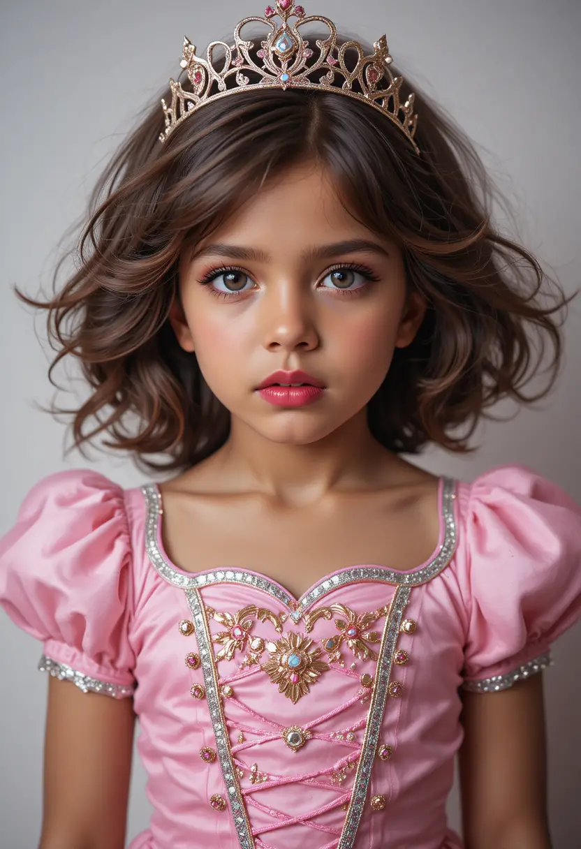 Préado nerveux en costume de princesse rose pour Halloween