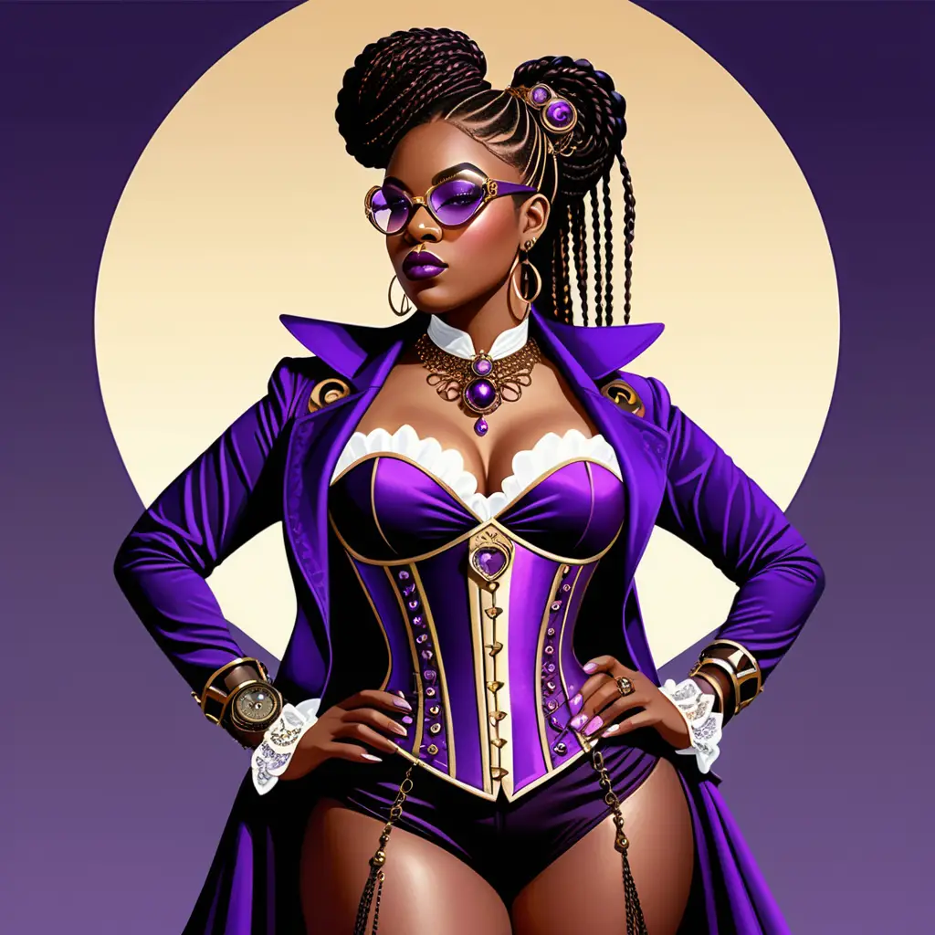 A confident African American woman in a full body sticker illustration