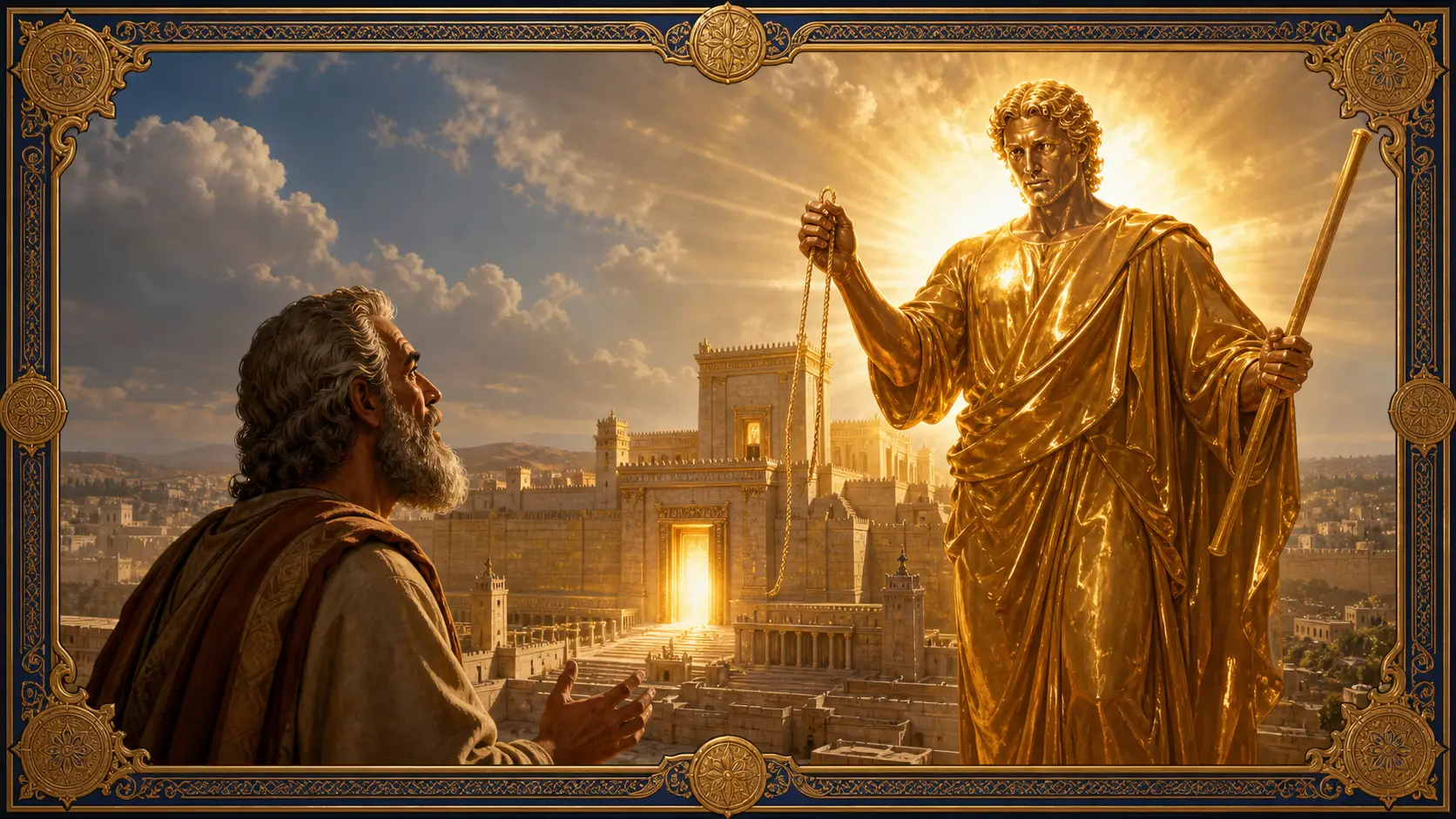 Ezequiel contempla una figura celestial junto al nuevo templo de Jerusalén
