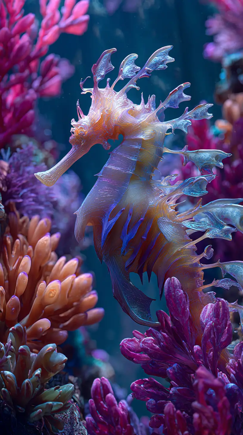 Colorful sea life fills a baroque underwater world