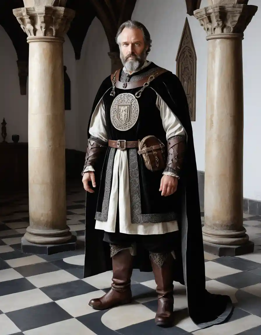 A Renaissance portrait of a bearded middle-aged man in noble attire