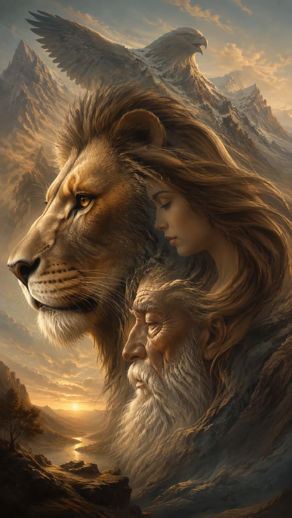 Un majestuoso león formado por una ilusión óptica en capas