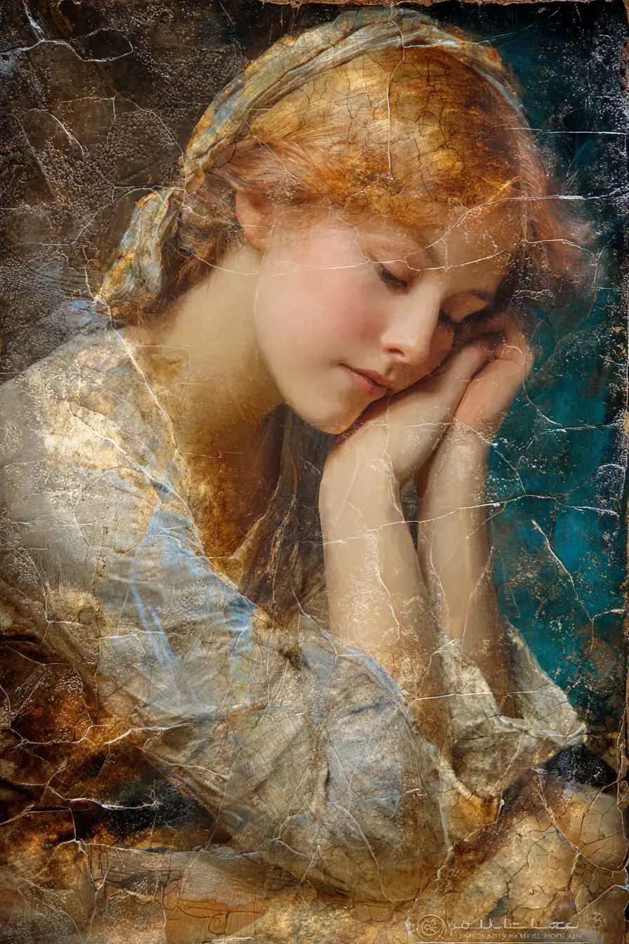A girl in a fashion atelier surrounded by textured color
