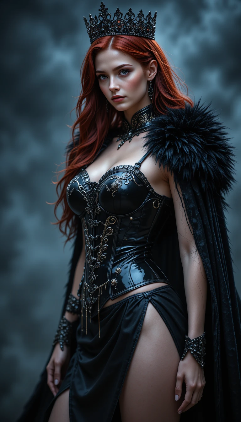 A Gothic Warrior Queen Stands Victorious Beneath Her Black Crown