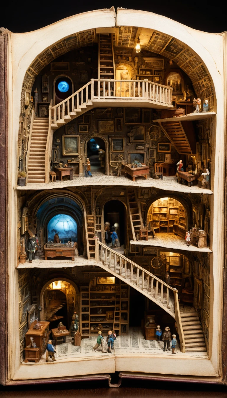 A Tiny Museum Tucked Inside the Pages of an Open Antique Book