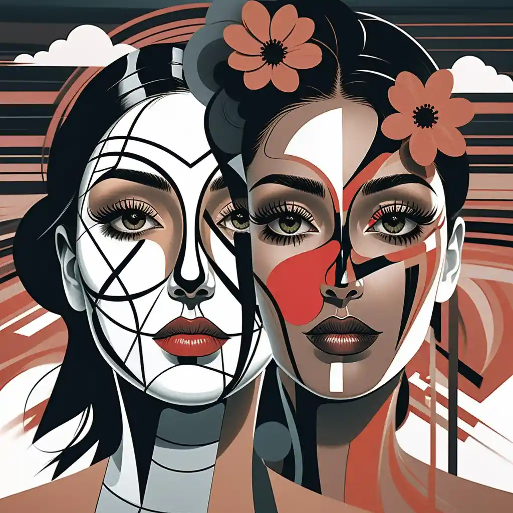 Two colorful splatters bring a tornado, flowers, and beautiful black faces together