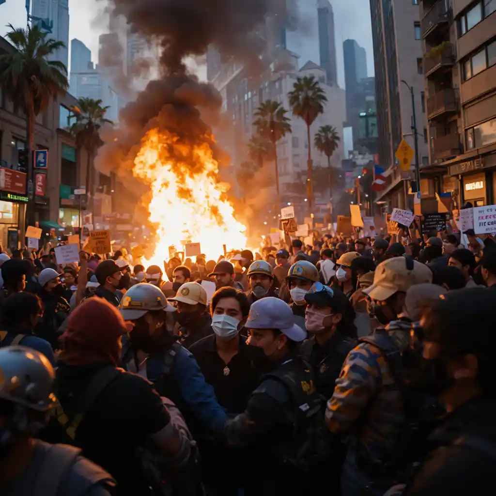 Continúan las protestas contra las redadas migratorias en el centro de Los Ángeles