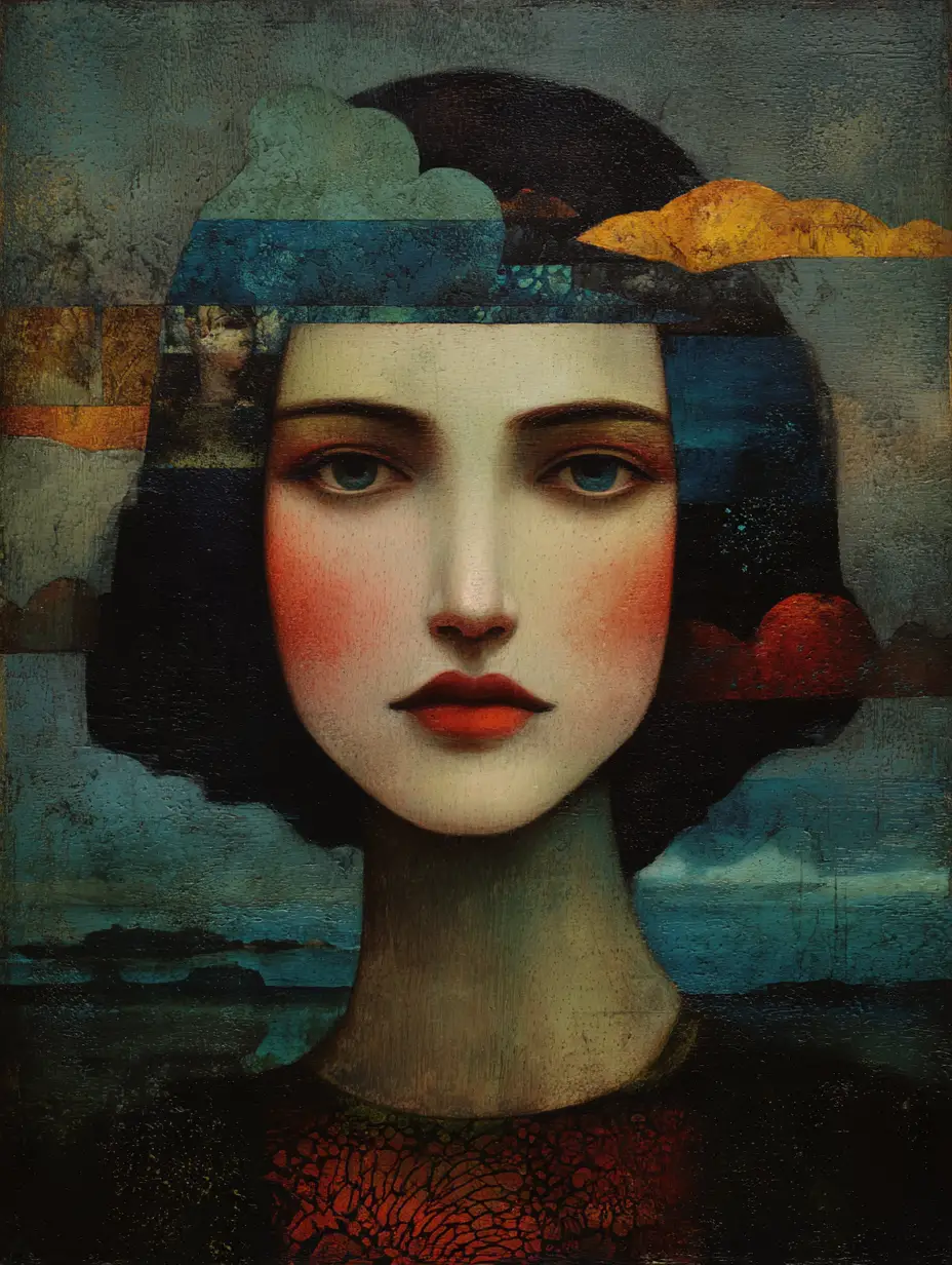 Una pintura surrealista al óleo imagina la Atlántida como una civilización del futuro antiguo