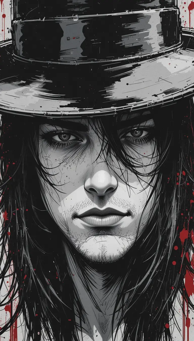 Un retrato manga de Vampire Hunter D bajo su sombrero de ala ancha