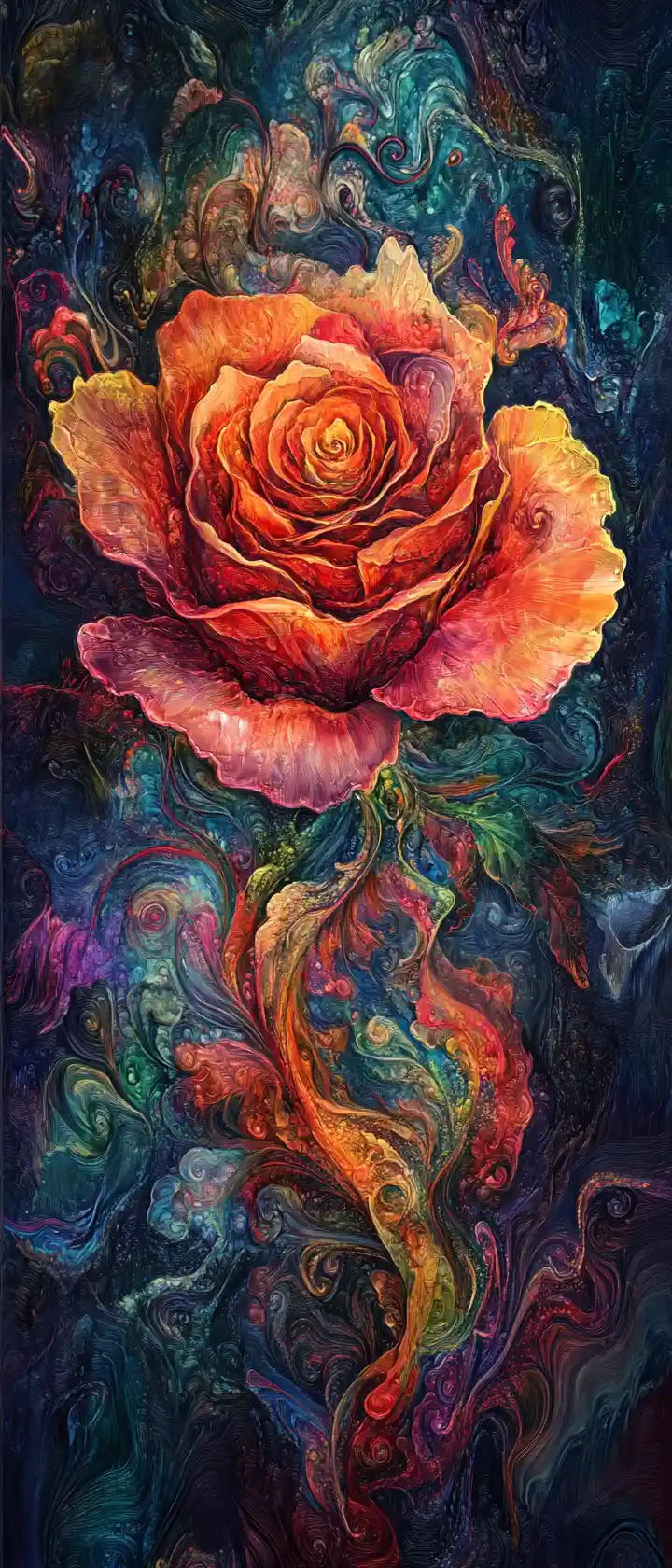 Le onde sonore sbocciano in una rosa surreale dai vivaci motivi floreali