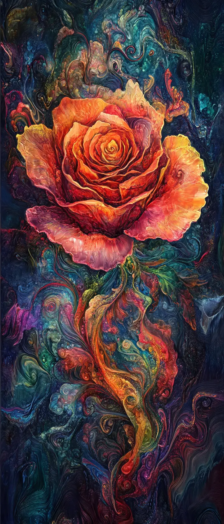 Le onde sonore sbocciano in una rosa surreale dai vivaci motivi floreali