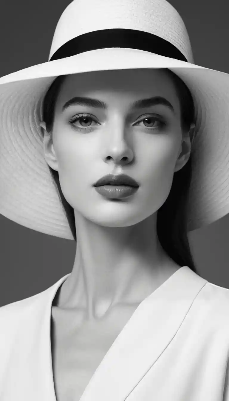 Un volto emerge da poche linee delicate e dalla tesa di un cappello