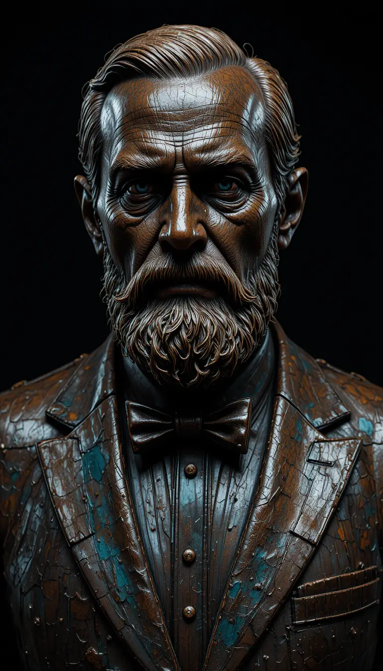 Un distingué gentilhomme âgé immortalisé dans un buste de bronze saisissant