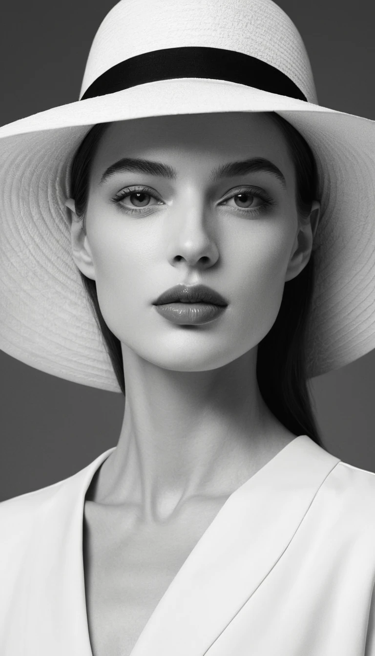 Un visage se dessine à partir de quelques lignes délicates et du bord d’un chapeau