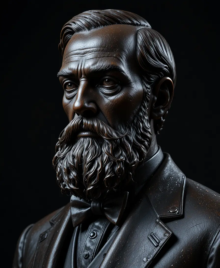 Buste en bronze d'un gentleman barbu en tenue formelle