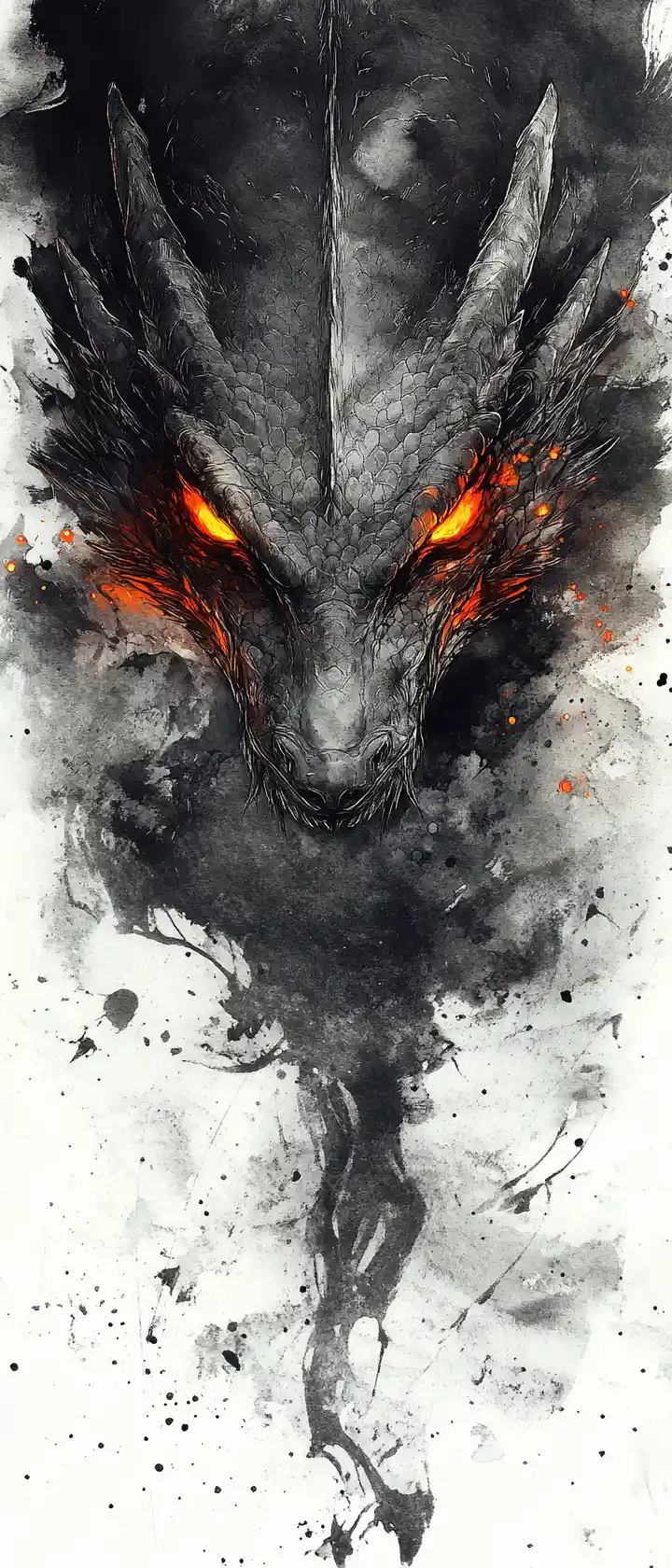 Porträt eines weisen Drachen in ausdrucksstarken Tuschewaschungen