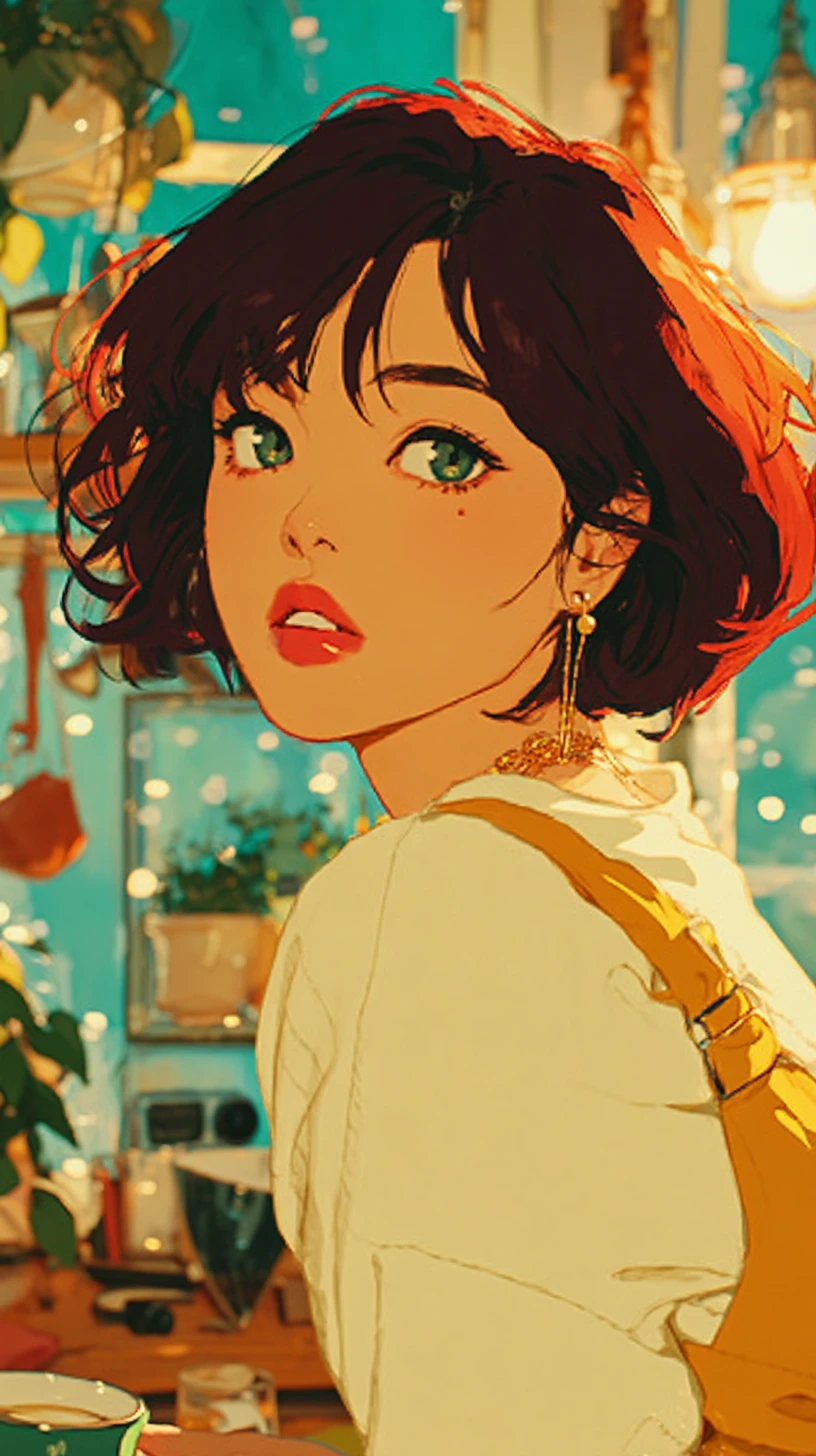 Ritratto anime di un idol K-pop con occhi luminosi