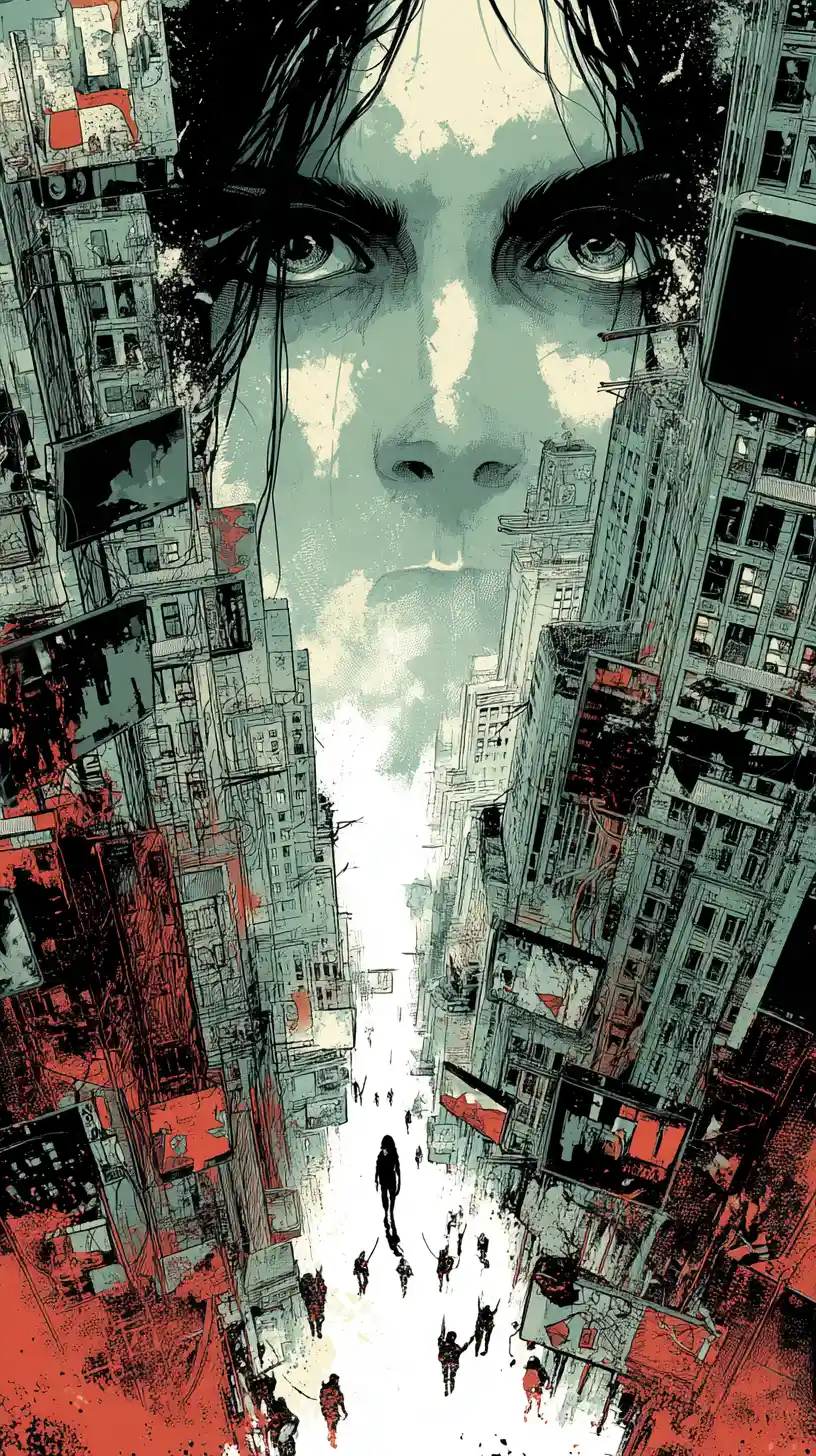 A Colossal Stern Face Overlooks a Totalitarian City of Identical Windows
