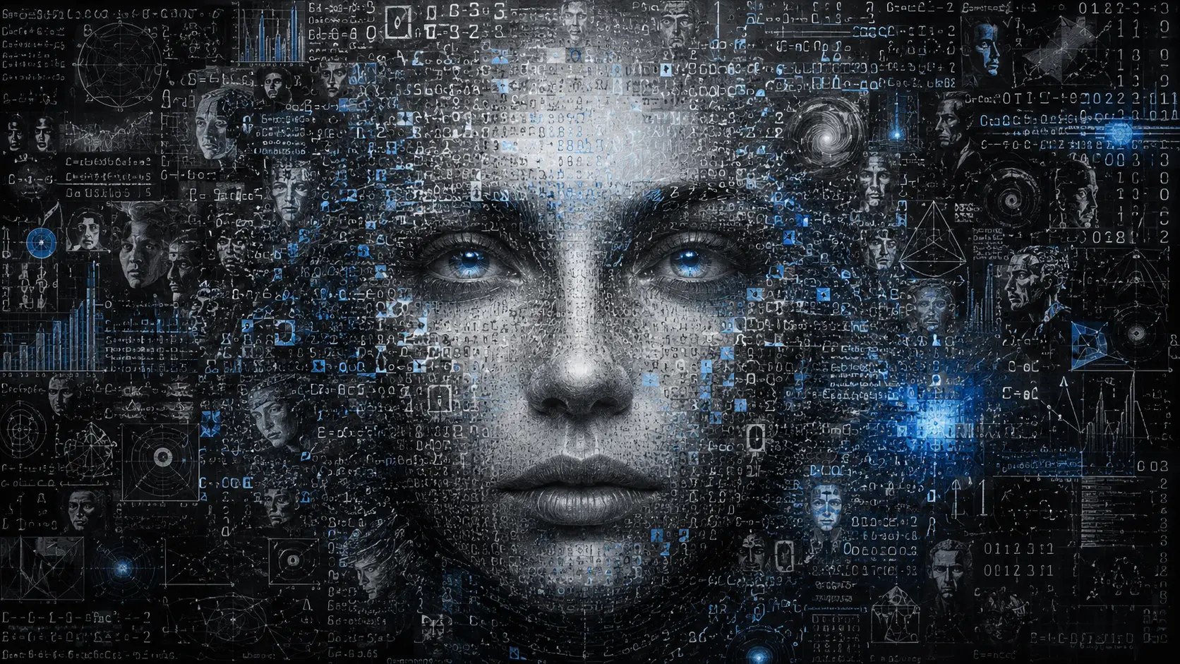 A surreal portrait emerging from visual chaos