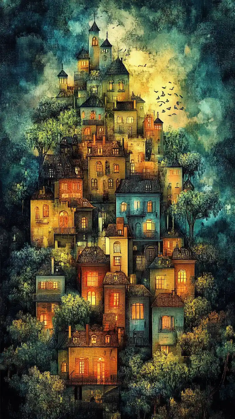 A cheerful little town on a joyful day